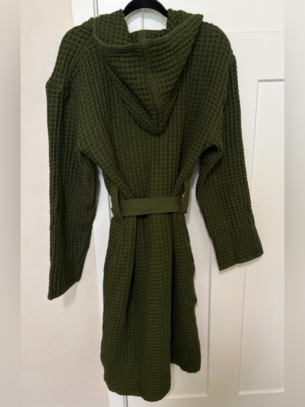 Onsen Supima Waffle Bath Robe, Forest Green, Size S, Unisex - Picture 5 of 9